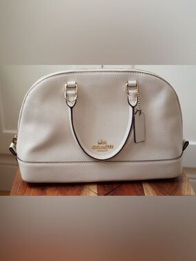 Coach Mini Sierra Satchel Chalk White Crossgrain Leather Crossbody